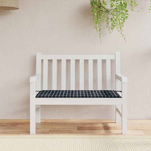 Gartenbank Auflage Schwarz Karomuster 120x50 cm