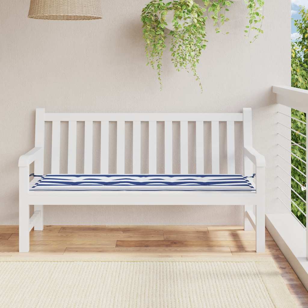 Gestreifte Gartenbankauflage Blau-Weiß 150x50 cm