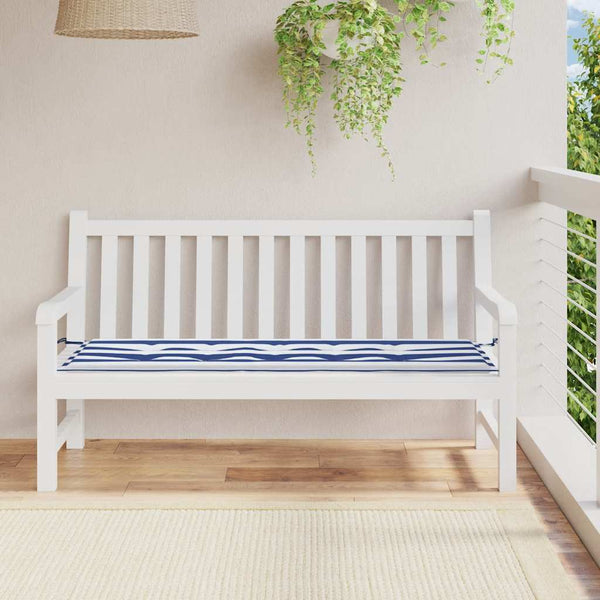 Gestreifte Gartenbankauflage Blau-Weiß 150x50 cm
