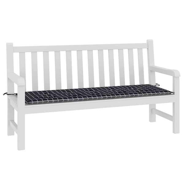 Gartenbank Auflage Schwarz Karomuster 150 cm
