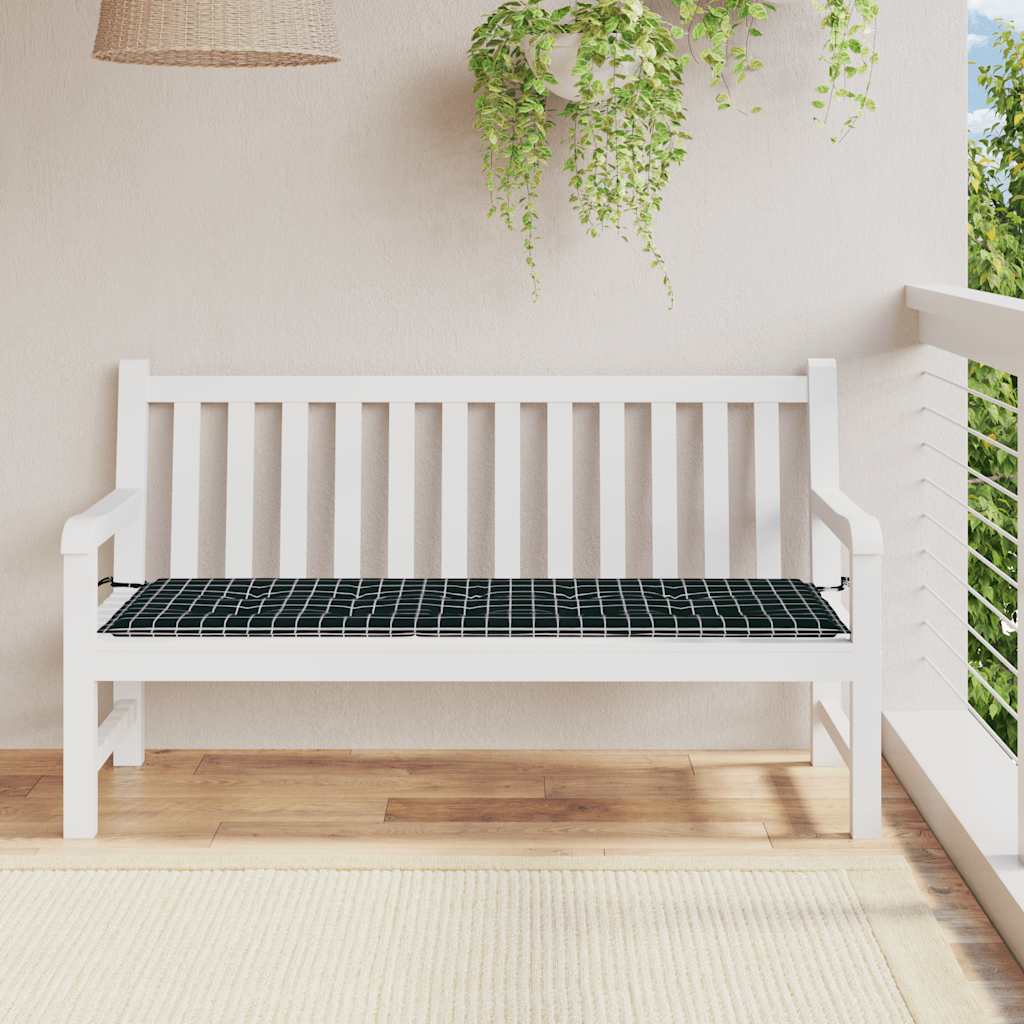 Gartenbank Auflage Schwarz Karomuster 150 cm