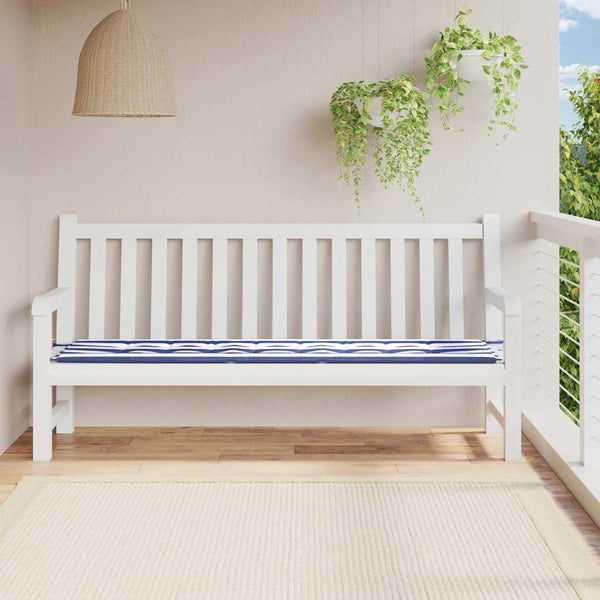 Gestreifte Gartenbankauflage Blau/Weiß 200x50 cm