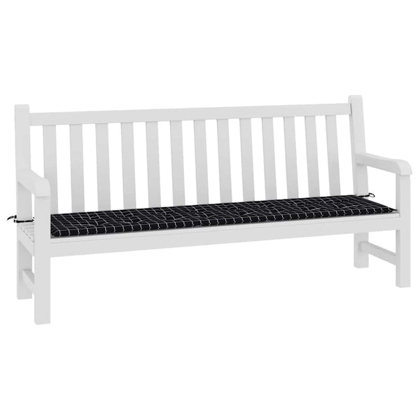 Gartenbank Auflage Schwarz Karomuster 200x50 cm