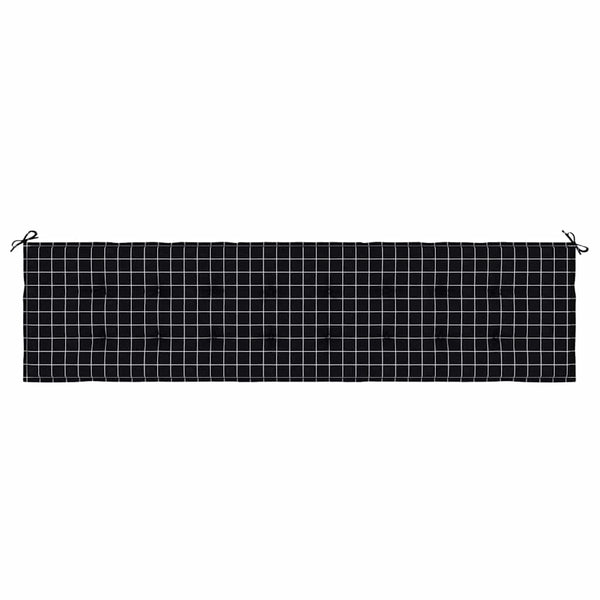 Gartenbank Auflage Schwarz Karomuster 200x50 cm