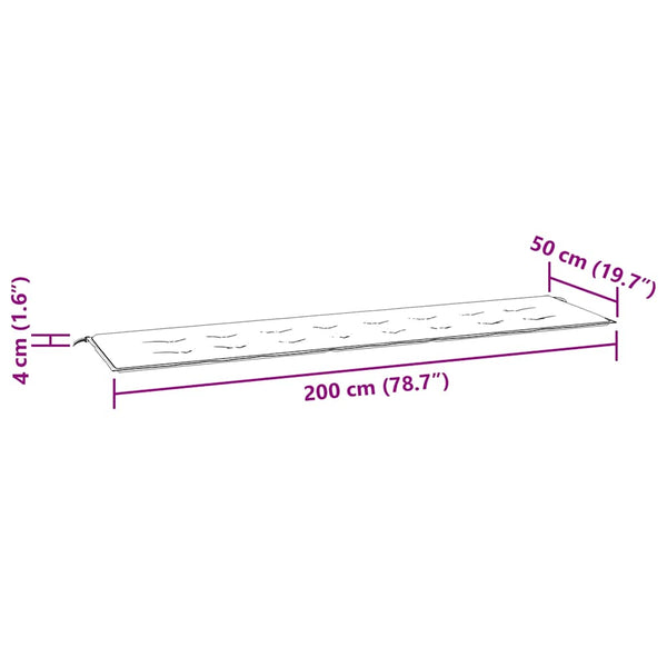 vidaXL Coussin de banc de jardin multicolore 200x50x4 cm Tissu