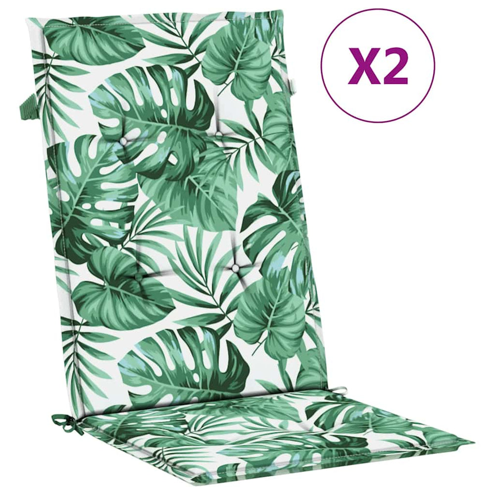 vidaXL High-Back Cushion Pads 2 pcs. Leaf Pattern Fabric