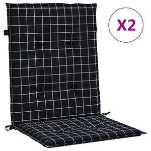 vidaXL Coussins pour chaises à dossier bas 2 pcs Tissu à carreaux noir