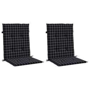 vidaXL Coussins pour chaises à dossier bas 2 pcs Tissu à carreaux noir