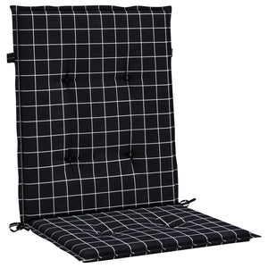 vidaXL Coussins pour chaises à dossier bas 2 pcs Tissu à carreaux noir