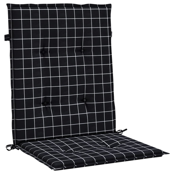 vidaXL Coussins pour chaises à dossier bas 2 pcs Tissu à carreaux noir
