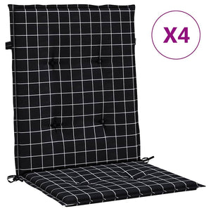 vidaXL Coussins pour fauteuil bas 4 pcs Tissu à carreaux noir
