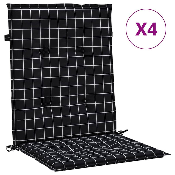 vidaXL Coussins pour fauteuil bas 4 pcs Tissu à carreaux noir