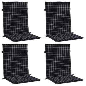 vidaXL Coussins pour fauteuil bas 4 pcs Tissu à carreaux noir