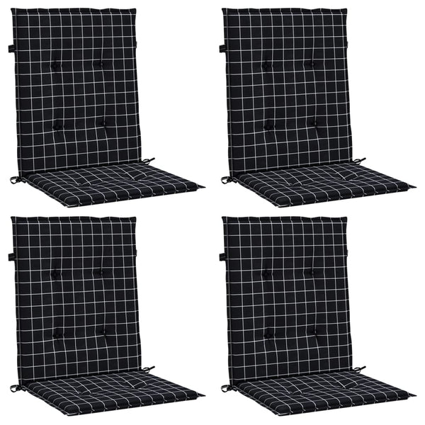 vidaXL Coussins pour fauteuil bas 4 pcs Tissu à carreaux noir
