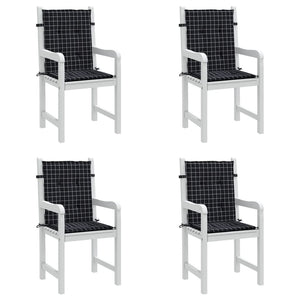 vidaXL Coussins pour fauteuil bas 4 pcs Tissu à carreaux noir