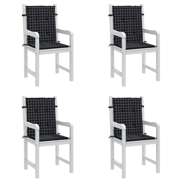 vidaXL Coussins pour fauteuil bas 4 pcs Tissu à carreaux noir