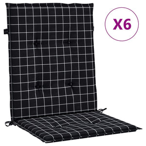 Niedriglehner Auflagen 6er Set Schwarz Karomuster
