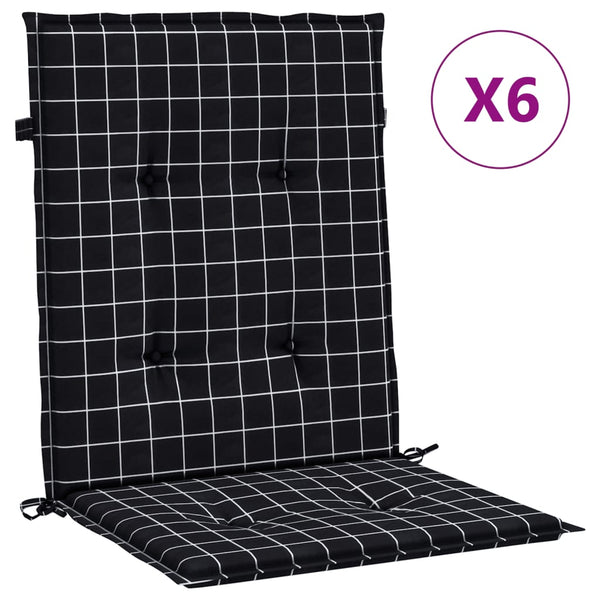 Niedriglehner Auflagen 6er Set Schwarz Karomuster