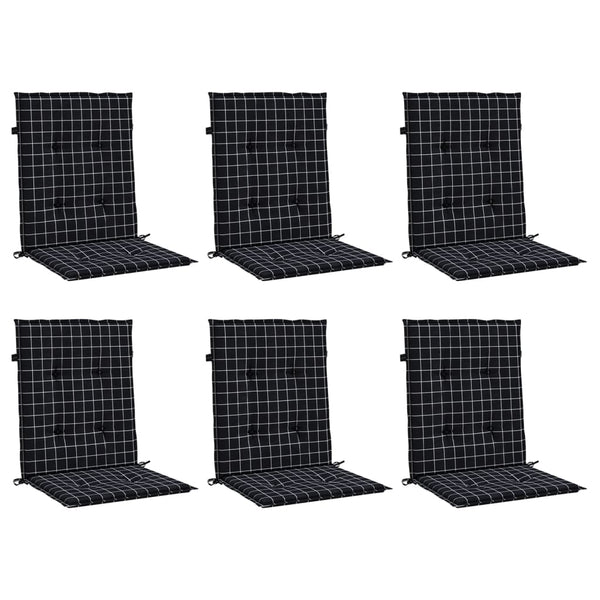 Niedriglehner Auflagen 6er Set Schwarz Karomuster