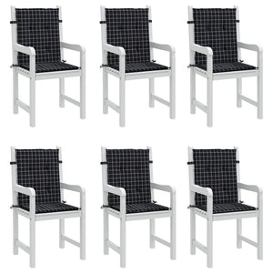Niedriglehner Auflagen 6er Set Schwarz Karomuster