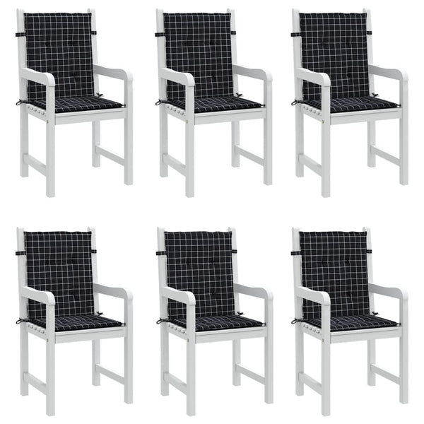 Niedriglehner Auflagen 6er Set Schwarz Karomuster