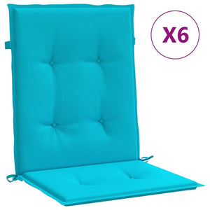 vidaXL Coussins de chaise longue bas 6 pcs Tissu turquoise
