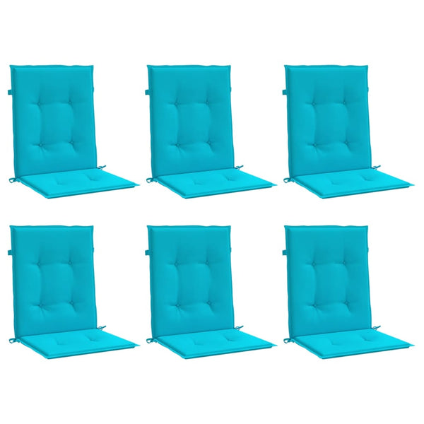 vidaXL Coussins de chaise longue bas 6 pcs Tissu turquoise