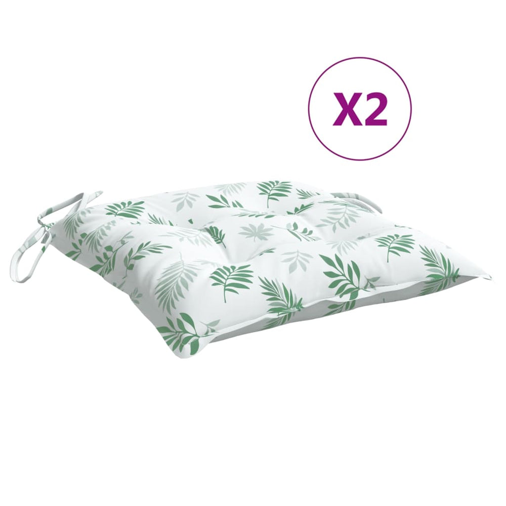 vidaXL Chair Cushions 2 pcs. Leaf Pattern 40x40x7 cm Fabric