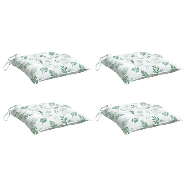 Stuhlkissen 4er Set Blattmuster 40x40 cm