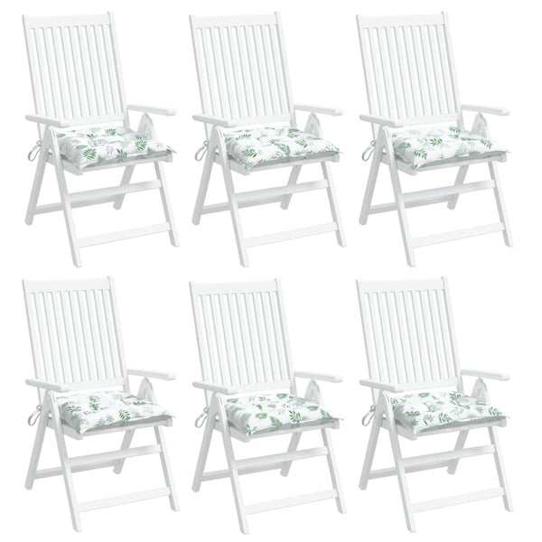 Stuhlkissen 6er Set Blattmuster 40x40 cm