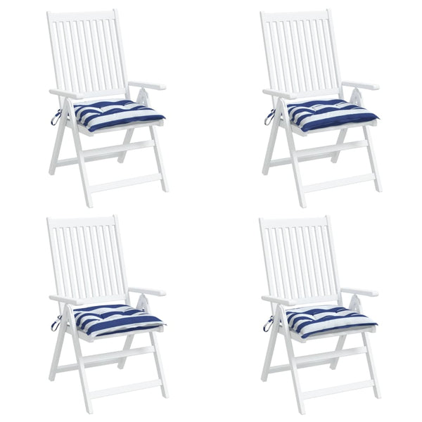 Stuhlkissen 4er Set Blau Weiß Gestreift