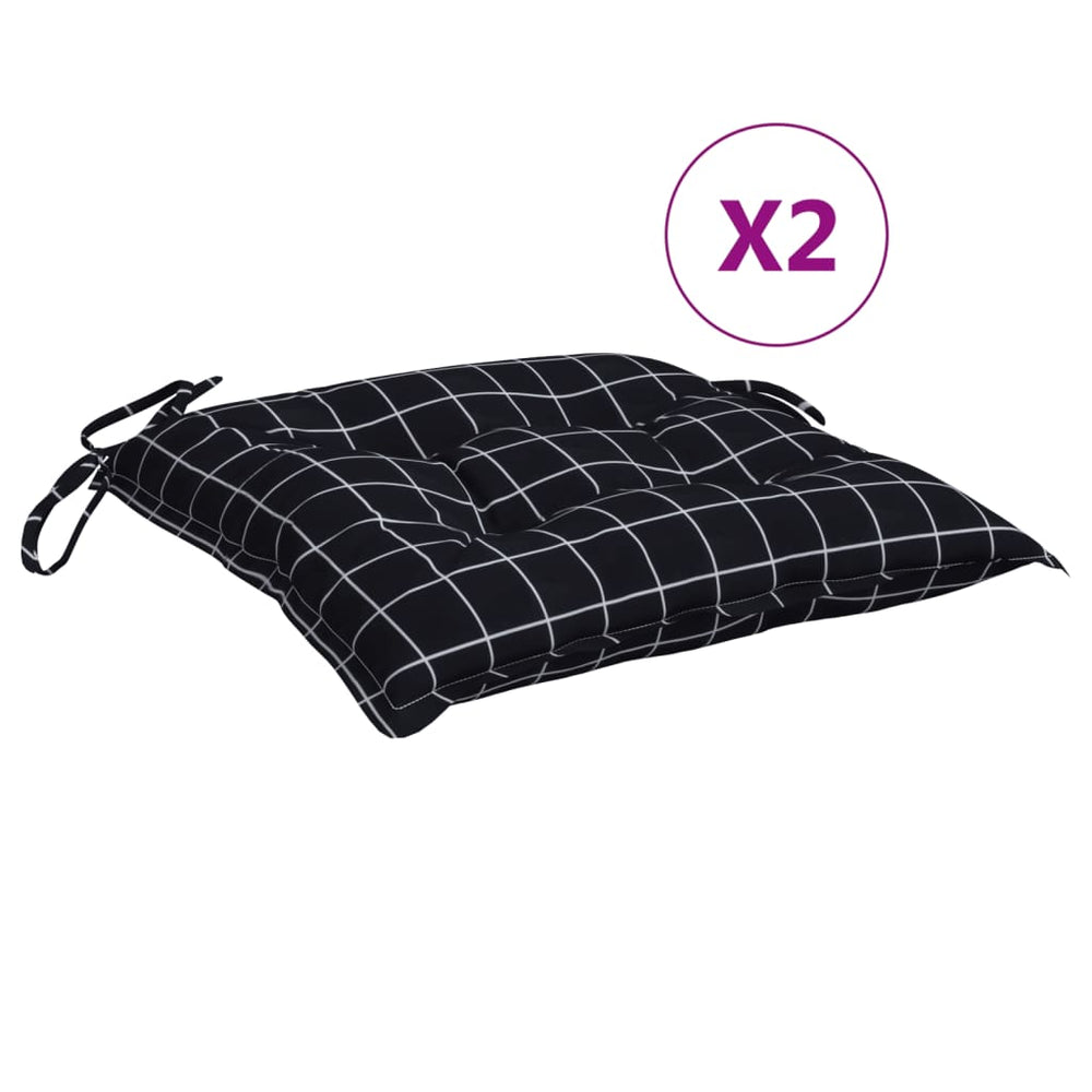 Stuhlkissen 2er Set Schwarz Karomuster 50x50 cm