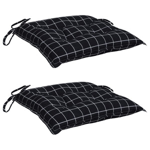 vidaXL Chair Cushions 2 pcs Black Plaid 50x50x7 cm Oxford Fabric