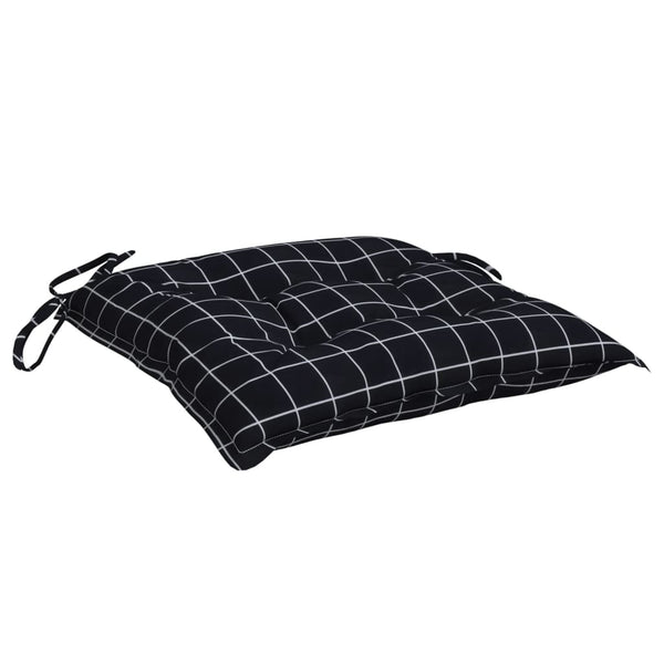 vidaXL Chair Cushions 2 pcs Black Plaid 50x50x7 cm Oxford Fabric