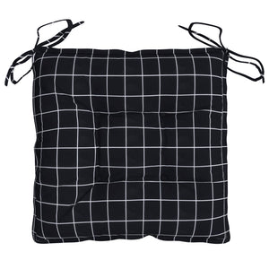 vidaXL Chair Cushions 2 pcs Black Plaid 50x50x7 cm Oxford Fabric