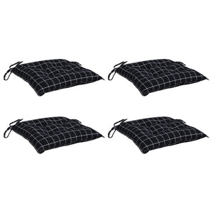 vidaXL Coussins de chaise 4 pcs Noir à carreaux 50x50x7 cm Tissu Oxford