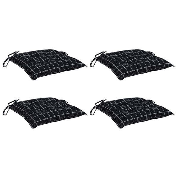 vidaXL Coussins de chaise 4 pcs Noir à carreaux 50x50x7 cm Tissu Oxford