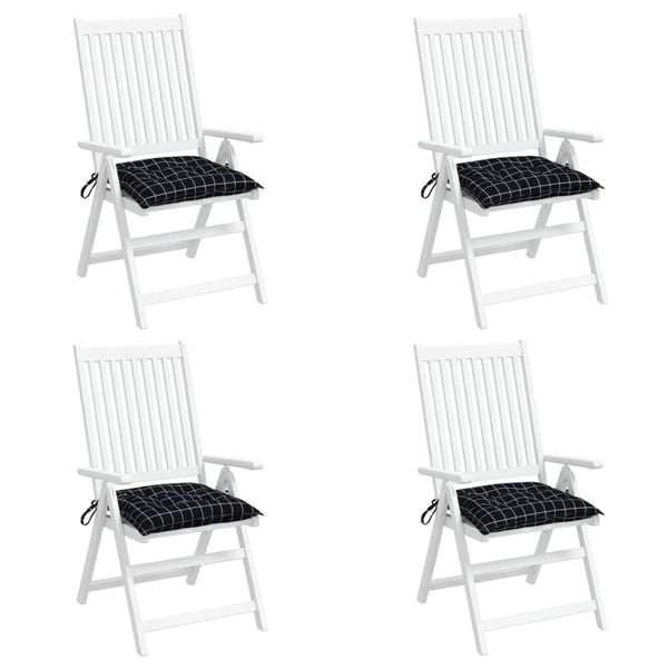 vidaXL Coussins de chaise 4 pcs Noir à carreaux 50x50x7 cm Tissu Oxford