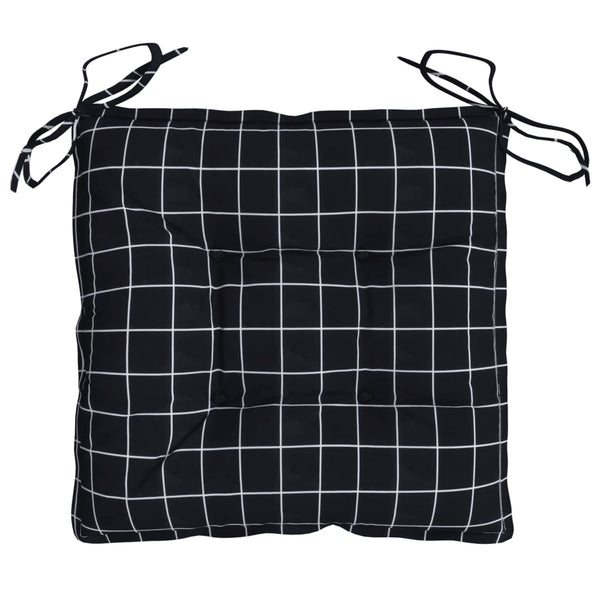 vidaXL Coussins de chaise 4 pcs Noir à carreaux 50x50x7 cm Tissu Oxford