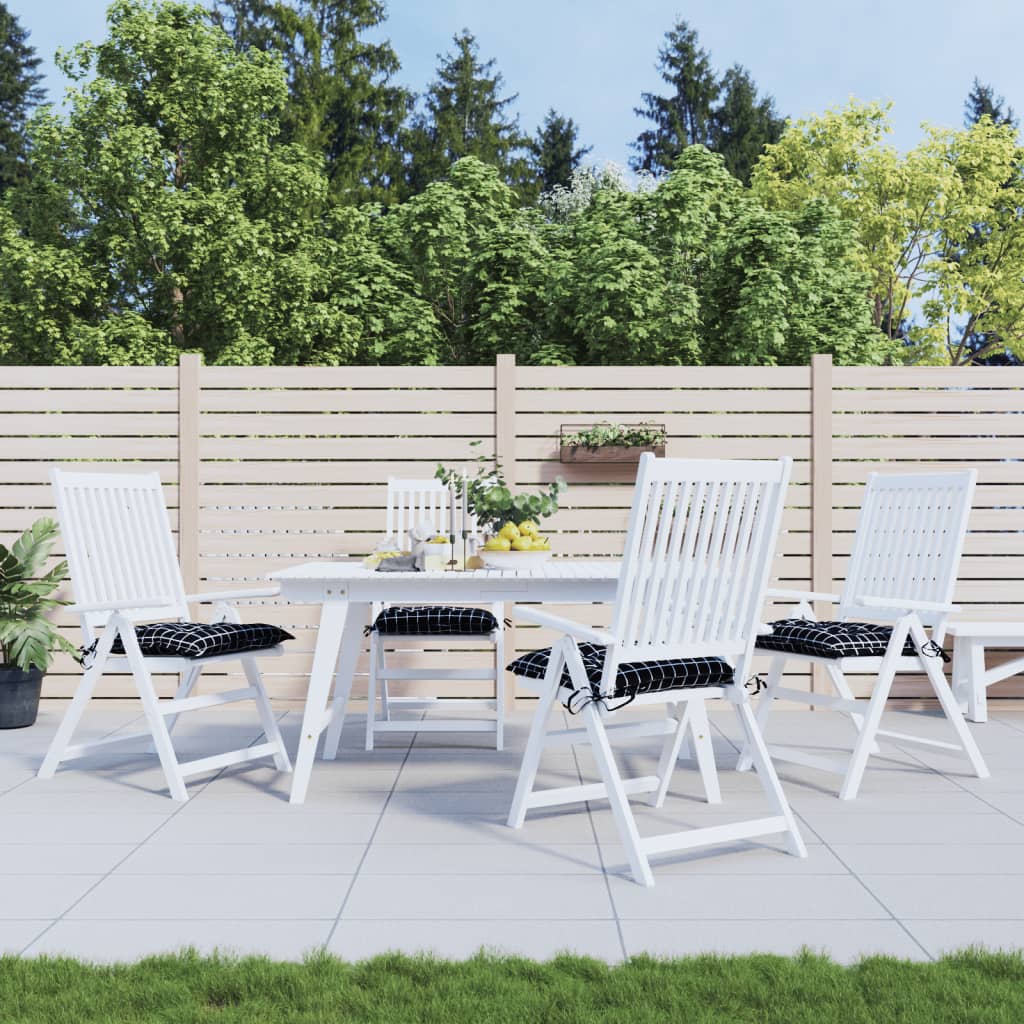 vidaXL Coussins de chaise 4 pcs Noir à carreaux 50x50x7 cm Tissu Oxford