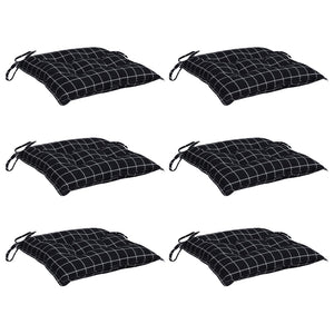 Stuhlkissen 6er Set Schwarz Karomuster