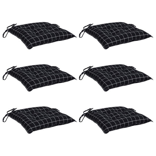 Stuhlkissen 6er Set Schwarz Karomuster