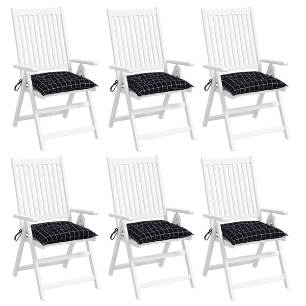 Stuhlkissen 6er Set Schwarz Karomuster
