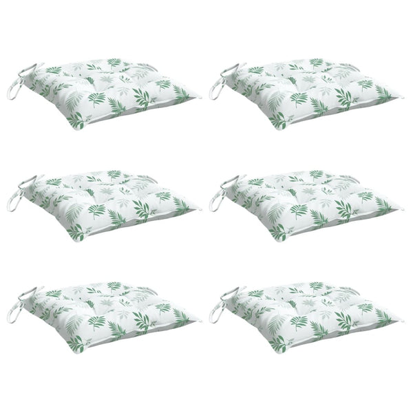 Stuhlkissen 6er Set Blattmuster 50x50 cm