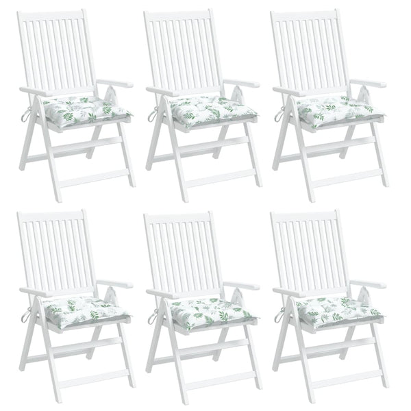 Stuhlkissen 6er Set Blattmuster 50x50 cm