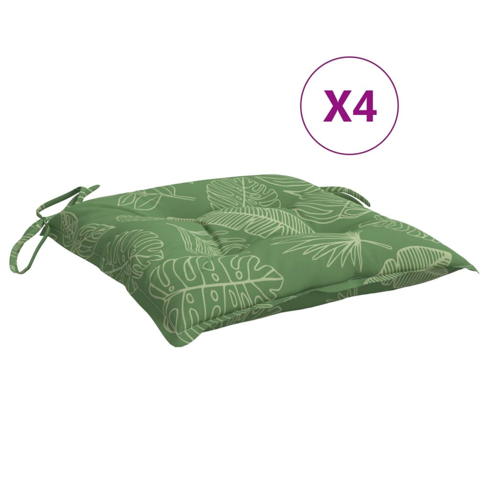 Stuhlkissen 4er Set Blattmuster 50x50 cm