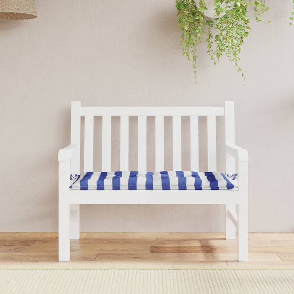 Gestreifte Gartenbank Auflage Blau-Weiß 100x50 cm