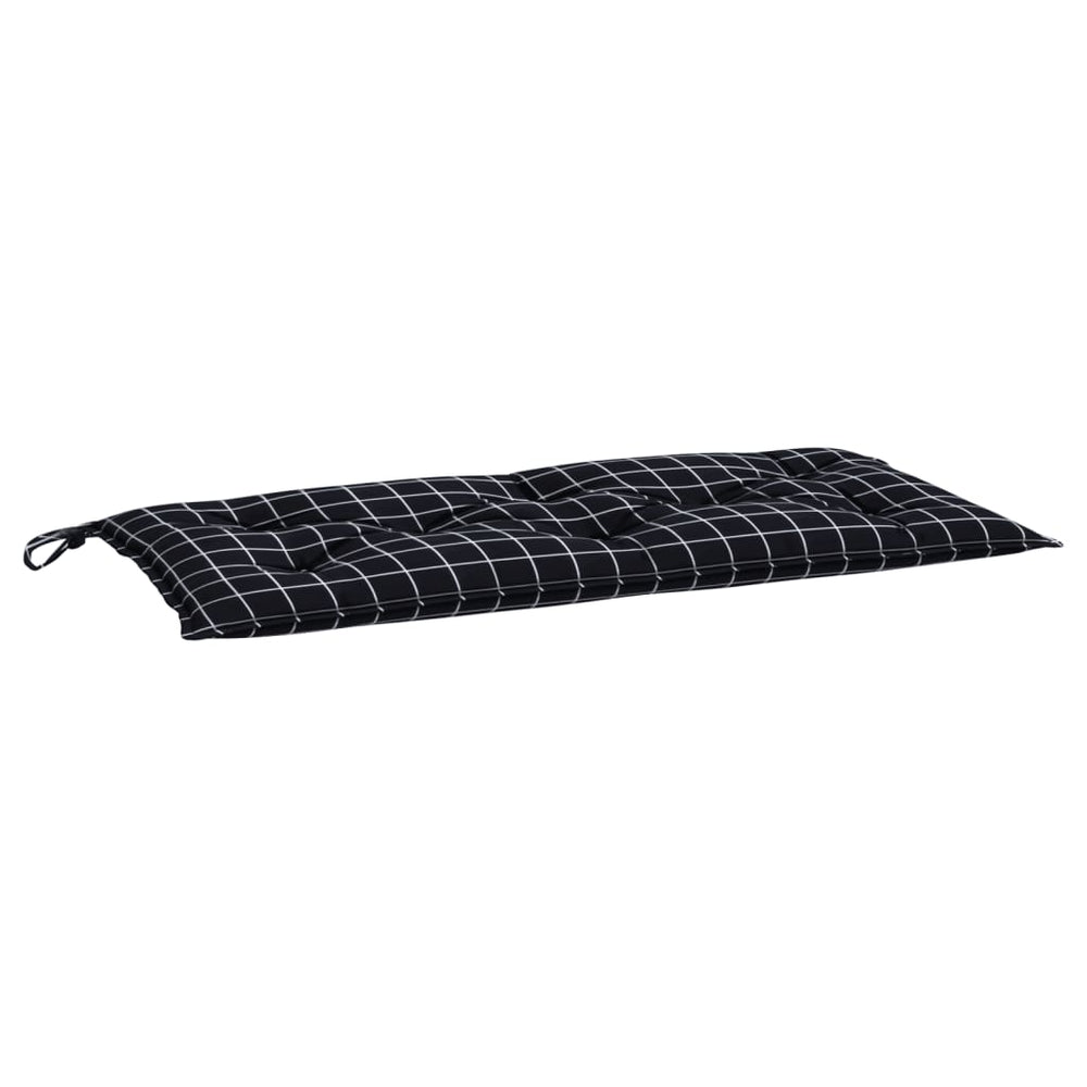 Gartenbank Auflage Schwarz Karomuster 100x50 cm