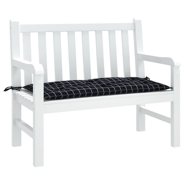 Gartenbank Auflage Schwarz Karomuster 100x50 cm