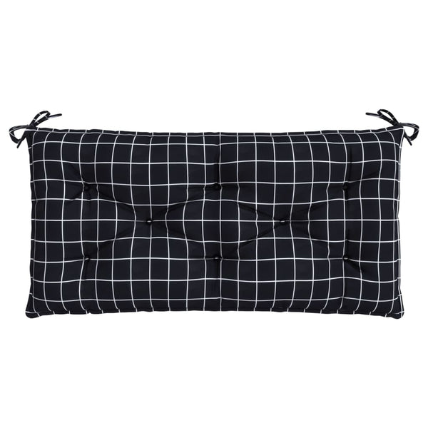 Gartenbank Auflage Schwarz Karomuster 100x50 cm